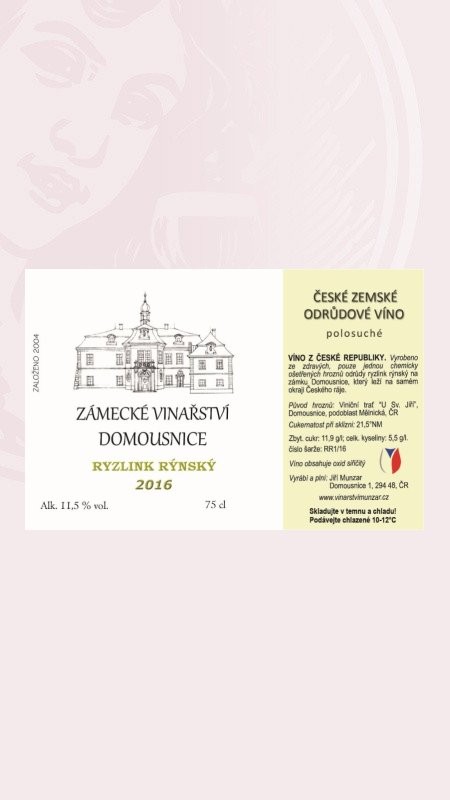 Ryzlink rýnský WOW, zemské, 2022+2023, Špetíci Zámecké vinařství Munzar Domousnice